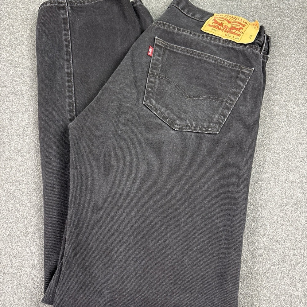 Levi's Jeans Men's 33x34 (32) Black 501 Straight Button Fly Classic Fit